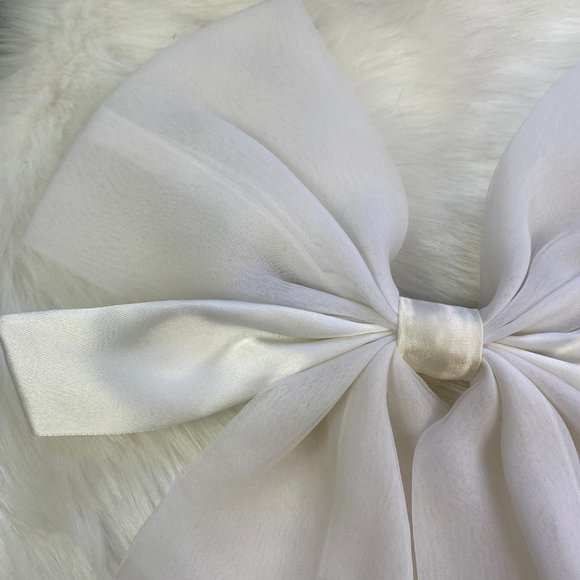 Vintage Ivory Hair Bow Clip 6.5" X 10" - Picture 3 of 7